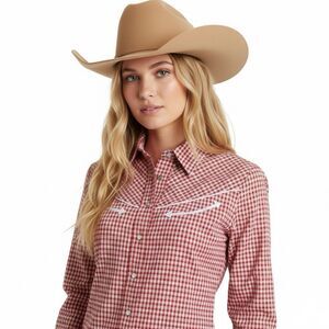 Cruel Girl Women’s Red Plaid Western Pearl Snap Shirt Medium